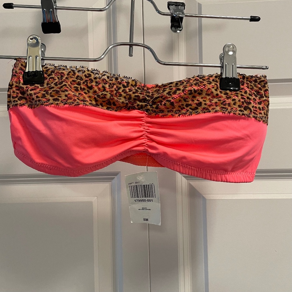 Hot Topic Pink & Leopard Print Lace Bandeau